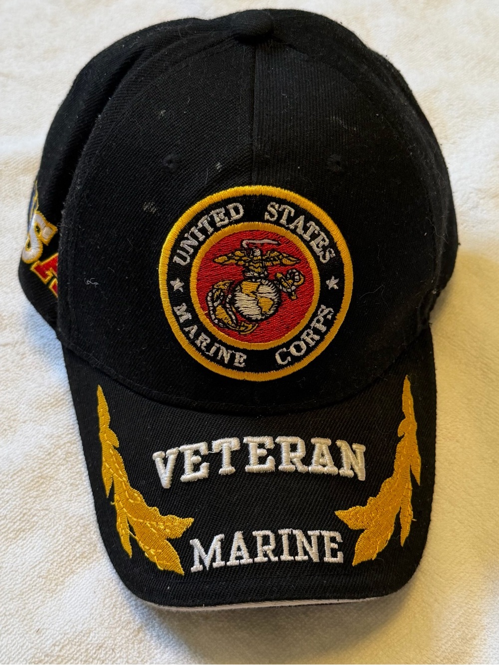 United States Marine Corps Veteran Embroidered Black Hat